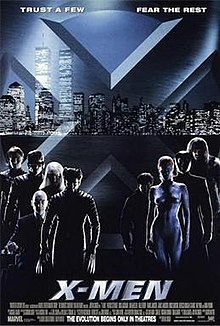 Poster shows a big X with a city skyline in the background. In the foreground are the film's characters. The film's name is at the bottom.