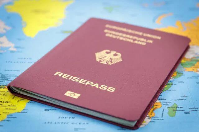 german passport on a map