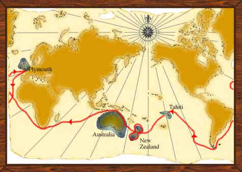 map of Cook's first voyage