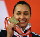 Jessica Ennis with her gold medal at the world indoor championships