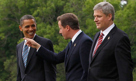 David Cameron with Barack Obama and Stephen Harper