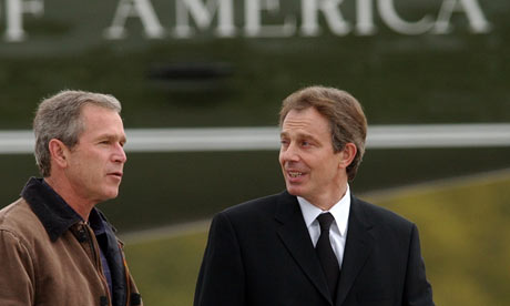 George Bush and Tony Blair in Crawford, Texas in April 2002.