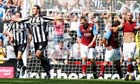 Newcastle's Andy Carroll celebrates against Aston Villa