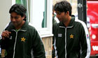 Mohammad Asif, right, arrives at Lord's ahead of day four of the fourth Test