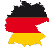 Map of Germany with national flag