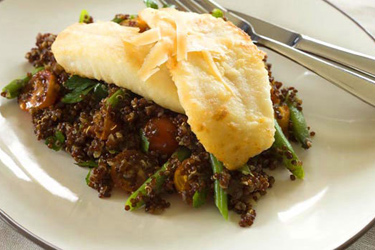 Pan-fried Orange Roughy on quinoa risotto