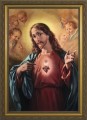 Sacred Heart Surrounded by Angels Framed Image