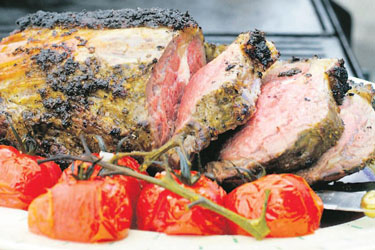 Barbecued sirloin with chimichurri sauce