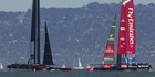 Emirates Team New Zealand lead Oracle Team USA 8-5 heading into today's racing. Photo / Bretty Phibbs