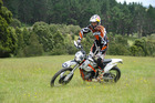 

Enduro ace Chris Birch on the agile KTM 350 Freeride. The state-of-the-art DOHC four-stroke engine drives a light frame, with the whole bike coming in at under 100kg. 