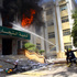 Firemen put out a fire inside the Faculty of Commerce, that was started after a student was killed under disputed circumstances during clashes, at al-Azhar University, Cairo. Photo / AP