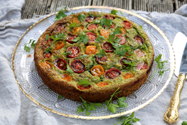 Spinach and Ricotta Torte with Italian Cherry Tomatoes