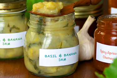 Basil and banana jam