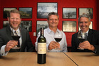 Hawke's Bay Winegrowers chairman Nicholas Buck (left),  executive officer James Medina and Hastings Mayor Lawrence Yule toast the growing Chinese market. Photo/Duncan Brown