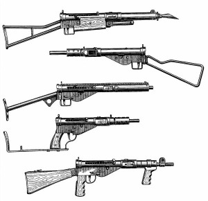 Variants of the sten gun.
