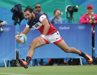 Watch Patriots player Nate Ebner run through Brazilian rugby players at the Rio Olympics