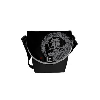 Japanese Dragon Crest & Kanji Messenger Bag
