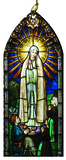 Our Lady of Fatima and the Shepherd Children Stained Glass Wood Ornament