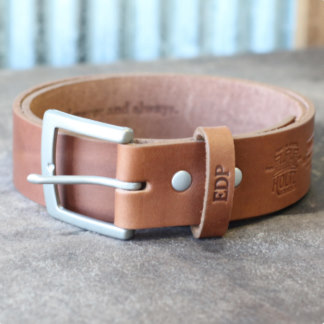 Fine Leather Belt in Brown w/Square Buckle