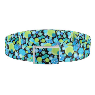 Turquoise Blue Neon Green Emerald Quirky Abstract Belt