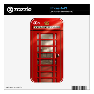 Classic British Red Telephone Box Skin For The iPhone 4