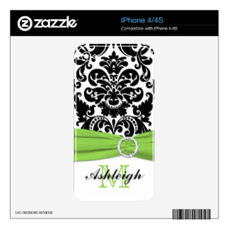 Black White Green Stripes iPhone4/4s Skin Decals For The iPhone 4S