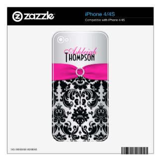 Pink Black Silver Damask iPhone4/4s Skin Skin For The iPhone 4S