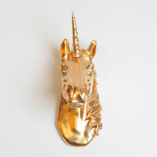 Metallic Gold Faux Unicorn Head
