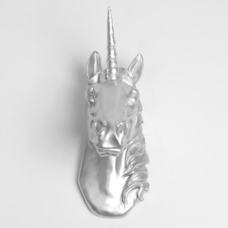 Metallic Silver Faux Unicorn Head