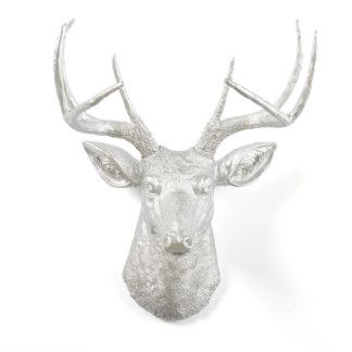 Metallic Silver Stag Deer Head
