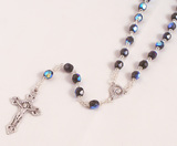 Amethyst 6mm Black Refracted Glass Bead Rosary