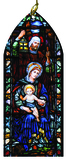 St. Joseph Guiding Jesus and Mary Stained Glass Wood Ornament