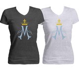 Marian Symbol Women's Cut V-Neck Heather T-Shirt