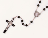 Benedictine Medal 7mm Black Glass Bead Rosary