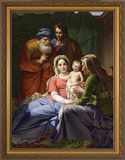 Holy Family with Grandparents Joachim and Anne - Gold Framed Art