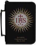 Personalized Bible Cover with Jesuit IHS Graphic - Black