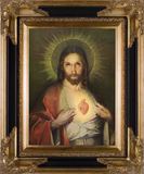Polish Sacred Heart Canvas - Black and Gold Framed Art