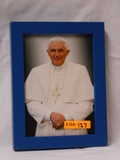 Emeritus Pope Benedict XVI 5x7 Blue Framed Print