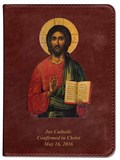 Personalized Catholic Bible with Christ Pantocrator Icon Cover - Burgundy RSVCE