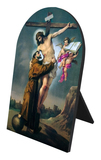 St. Francis with Christ Arched Desk Plaque