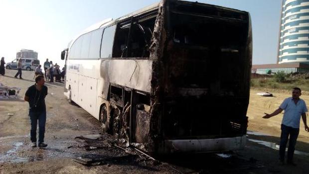 Kastamonuda yolcu otobüsü yandı