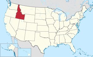 Map of the United States highlighting Idaho