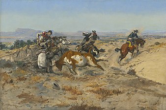 When Cowboys Get in Trouble (The Mad Cow), 1899, Oil on canvas, Sid Richardson Museum, Fort Worth, Texas [25]
