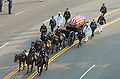 A caisson carrying the remains of Ronald Reagan down Constitution Avenue en route to the United States Capitol, 2004.