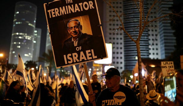 Protests on Kaplan Street in Tel Aviv on Saturday.