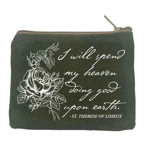 "I Will Spend my Heaven" Large Green Rosary Bag