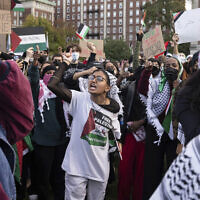 Pro-Palestinian, anti-Israel activists gather for a protest at Columbia University, Oct. 12, 2023, in New York. (AP Photo/Yuki Iwamura, File)