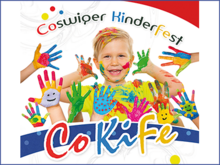 Coswiger Kinderfest CoKiFe - Lachendes Kind und viele bemalte Kinderhände