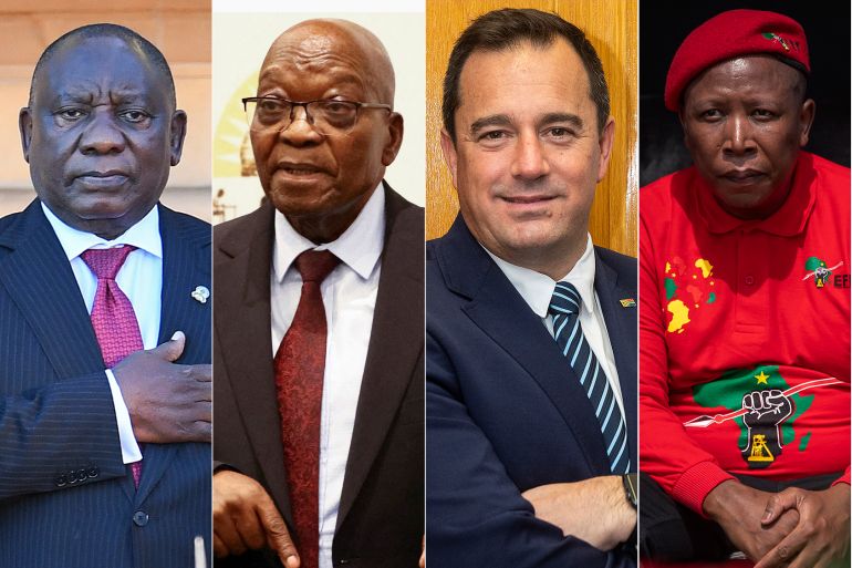 Cyril Ramaphosa, Jacob Zuma, John Steenhuisen, Julius Malema