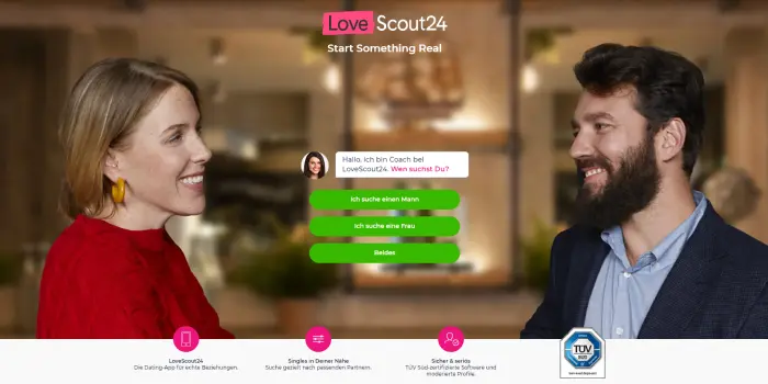 Startseite der Dating Seite LoveScout24